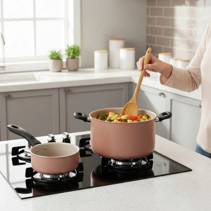 Bateria De Cocina Tramontina Linz 28299308 7 Pz Antiadherente Nude