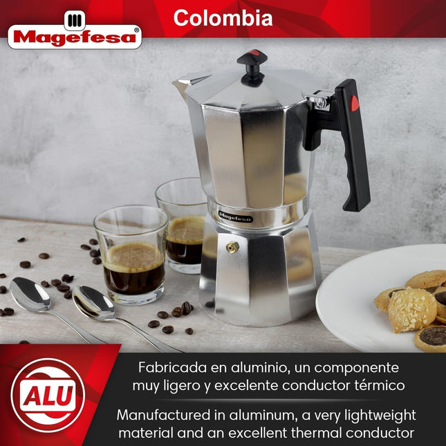 Magefesa Cafetera Colombia 01CFCOLOM09 de aluminio capacidad 9 tazas