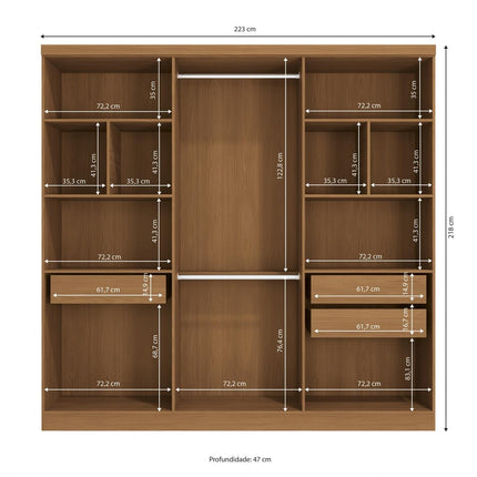 ROPERO KAPPESBERG H563 NO ROP DE 205X170X55 CM COLOR NOGAL