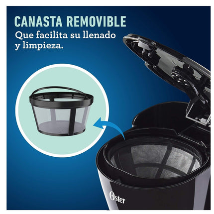 Cafetera Oster BVSTDC05 de 5 Tazas con Filtro Permanente Negro