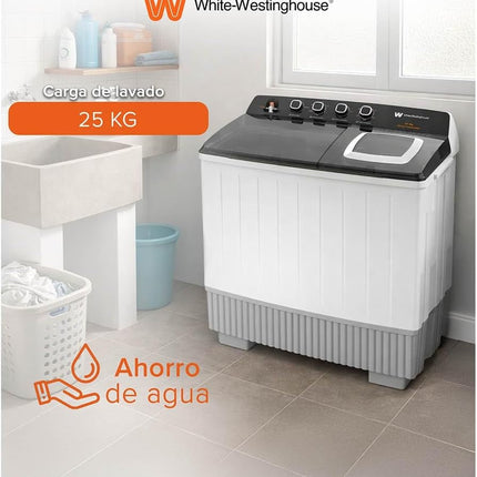 Lavadora doble tina White Westinghouse WWXCTT332009QBK 25KG Blanca