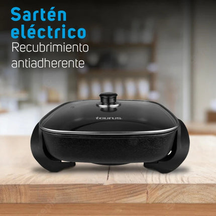 Sartén Eléctrico Taurus ODISEO SART C/ Antiadherente, Termostato 1500W Negro