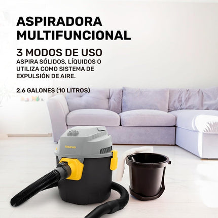 Aspiradora Wet & Dry Taurus HURRICANE 3 Modos de Uso 2.6 galones Potente succión Manguera 1.2 m.