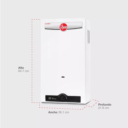 Calentador INSTANTANEO Rheem RHINCHL13P 13 Litros Gas LP