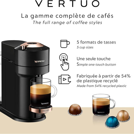 Cafetera Ninja Nespresso ENV120BCASYP Vertuo Next de café y espresso de De'Longhi, negro con oro rosa