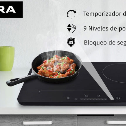 Parrilla de inducción 2Q-IN con cubierta de cristal templado color negro