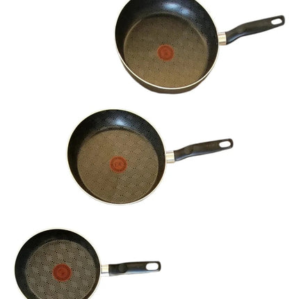 Set De 3 Sartenes T-fal 0261400 Antiadherentes 20/24/26 Cm Marrón Claro