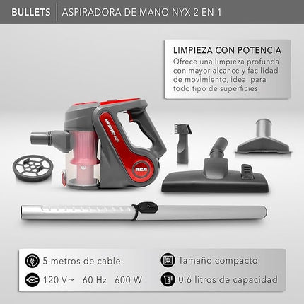 Aspiradora de Mano NYX RCA RC-A1 – 2 en 1 para Hogar y Auto con Succión Potente