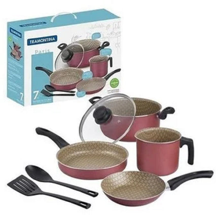 Batería de Cocina Tramontina 20599/761/789 Paris Rojo 7 Piezas