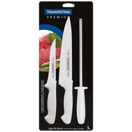 Juego de Cuchillos y Afilador Tramontina 24499812 3PZAS PREMIUM Blanco