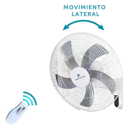Ventilador Pared Masterfan VDMUSLBL18 18'' Control Blanco Metal 5 45 Cm 60hz Blanco
