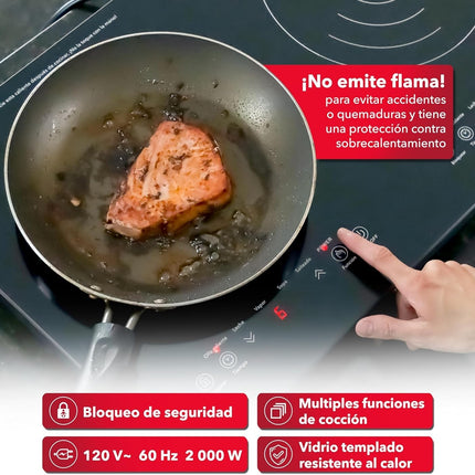 Parrilla de Inducción RCA  RC-12A4 de Cristal Templado 2 Quemadores