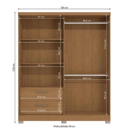 ROPERO KAPPESBERG C533 CN ROP DE 218X180X50 CM COLOR CANELA