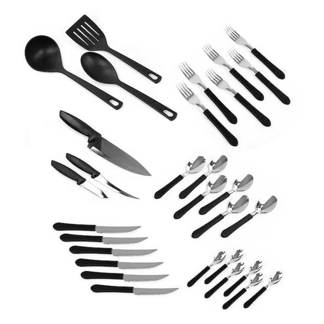 Batería Cocina Tramontina Negra Cuchillos Ollas De Chef 38 Pz