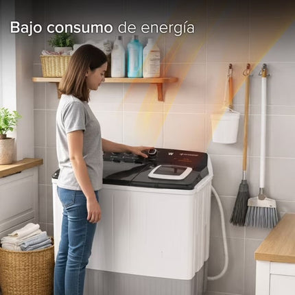 Lavadora doble tina Westinghouse 19 kg WWXCTT301408QBK de 4 niveles de agua  Ahorro de agua