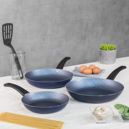 Juego de Sartenes 3 Piezas Ekco 964273 Azul de Aluminio con Utensilio