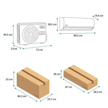 Minisplit Midea MAS12C2ECS Inverter Solo frío 12,000 BTU's 220V