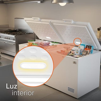 Congelador White-Westinghouse WWCCF25708LHWDD Horizontal 25 Pies 708 Litros Control Dual de Temperatura Luz Interior Cerradura con Llave Alta