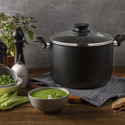 Paquete Cocina Licuadora LAR LARLB-0003 1.5L 300w de vidrio + Bateria Tramontina 28599053 Paris 9 Piezas Negra