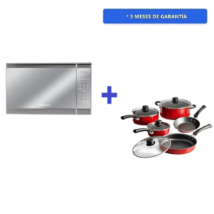 Batería de Cocina Tramontina 80112646 Simple Cooking 9 Pzs Rojo + Horno de Microondas Koblenz MWKM-07IRA 0.7 Pies 1,050 W Plata