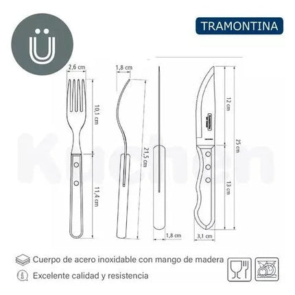 Cubiertos Tramontina 21199/796 Polywood Churrasco X12