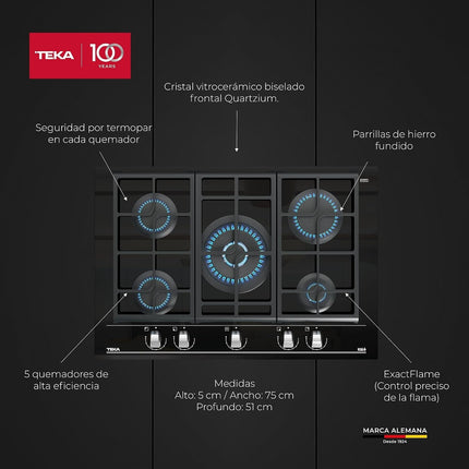 Parrilla de Vitrocerámica Teka GZC 85330 XBB Cristal vitrocerámico biselado Schott Ceran