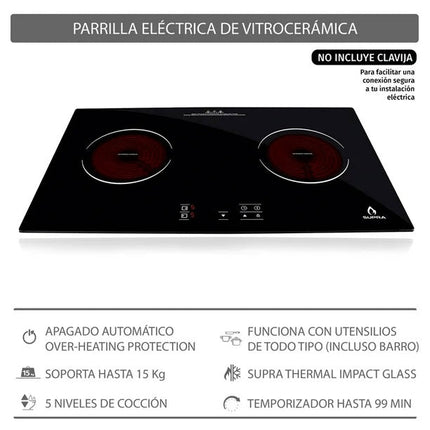 Parrilla SUPRA VITROROSSO-H Eléctrica De Vitrocerámica Empotrable 110 V