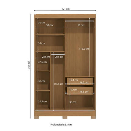 ROPERO KAPPESBERG CB01R588CN R DE 205X120X53 CM COLOR CANELA