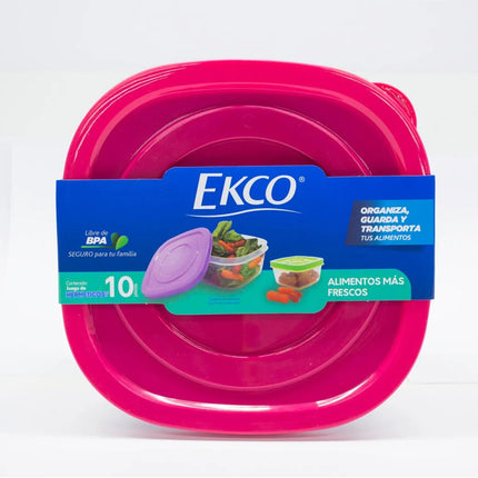 Set de Contenedores Herméticos Ekco 58623 Classic 5 Pzs con Tapa de Color