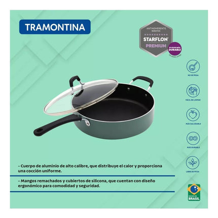 SARTEN TRAMONTINA 27803399 GUISERA CON TAPA DE 30CM