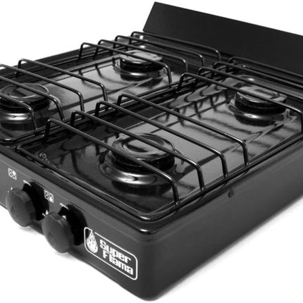 Super Flama 4Q-N Parrilla de Gas 4 Quemadores con Cubierta Porcelanizada Negro