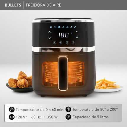 Freidora RCA de Aire RC-110, Capacidad de 5 Litros, 8 Cocciones Predeterminadas