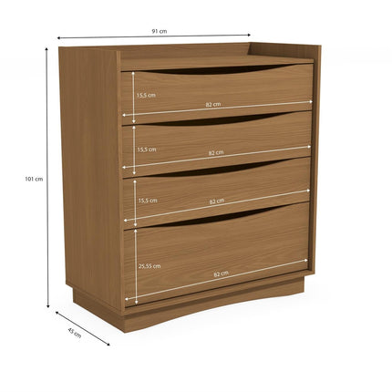 COMODA KAPPESBERG M260 CN COM DE 101 X 91 X 45CM COLOR CANELA CON 4 CAJONES