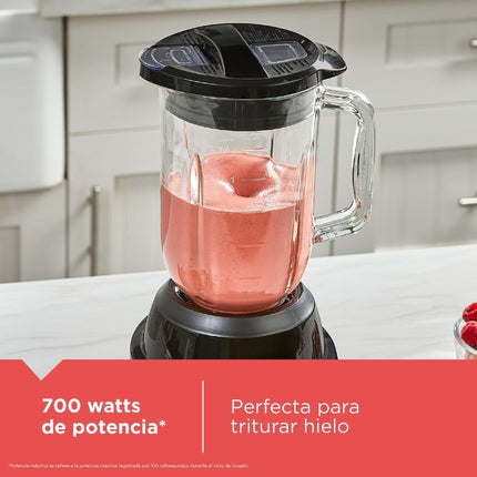 Licuadora Black & Decker BL0876-1BDLA Vaso Vidrio 700W de 8 Vel Negra