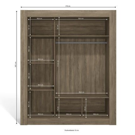 ROPERO KAPPESBERG H563 NO ROP DE 205X170X55 CM COLOR NOGAL
