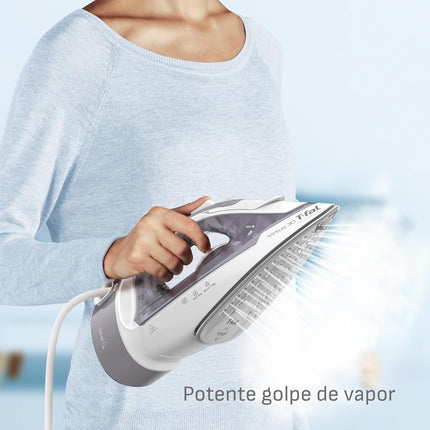PlanchaT-Fal FV2C80U0 Cordreel Virtuo 30, Con Cable Retráctil, Sistema Auto- off 1500W Gris