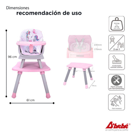 SILLA ALTA GROW WHIT ME 4 EN 1 ROSA