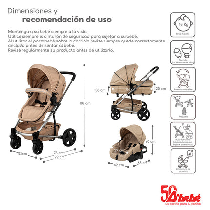 Carriola Travel System Eclipse Beige