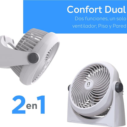 Ventilador Navia CEN-1010 Escritorio o Piso 10"3 Vel Cabezal 360° Silencioso y Potente Gris