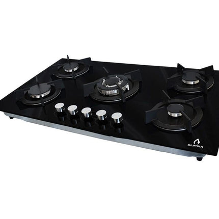 Parrilla de gas ONIX 90 empotrable con 5 quemadores de cristal templado negro