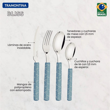 Juego de Cubiertos Tramontina 29899126 de 16 piezas Azul Grisaceo