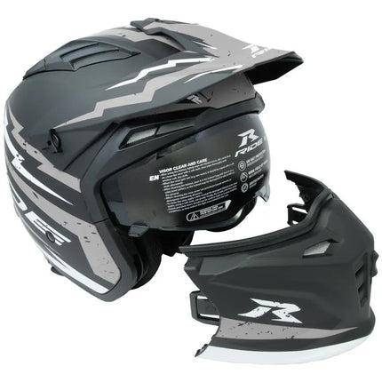 Casco Motociclista Modular Hybrid Hr Sigma Gris Negro L