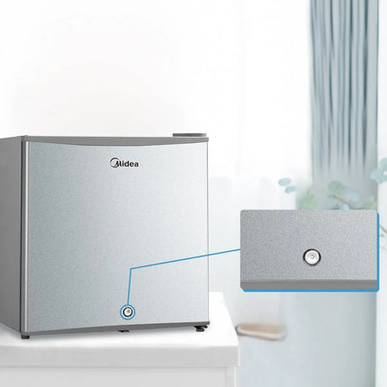 Frigobar Midea MDRD86FGM50 Always Cool Una Puerta 2ft³ Plateado Mini Electrico Chiquito Llave De Seguridad