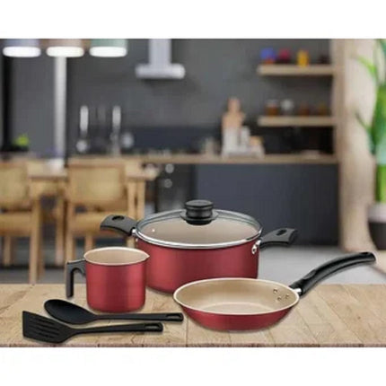 Batería de Cocina Tramontina 27899112 Turim Rojo 6 piezas
