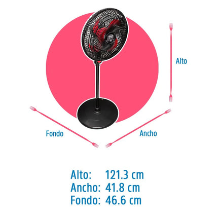 Ventilador T-Fal VE31A3X0 16 pulgadas Air Maxx negro con rojo