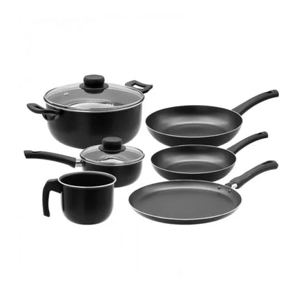 Paquete Batería Tramontina de Cocina 80112069 Lazio 8pz + Tetera 61764100 vidrio y acero inoxidable con infusor 1l