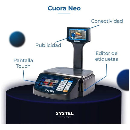 Báscula Comercial NEO-230C/TULL Systel Cuora Neo Negra 30kg Con Torre