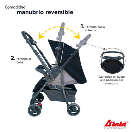 Carriola Travel System Star Baby Negro con Autoasiento Portabebé