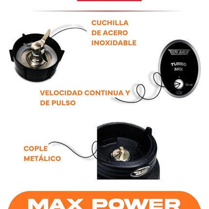 Licuadora Turmix DARKPOWERLP1 de 1 velocidad Vaso de vidrio 1000w