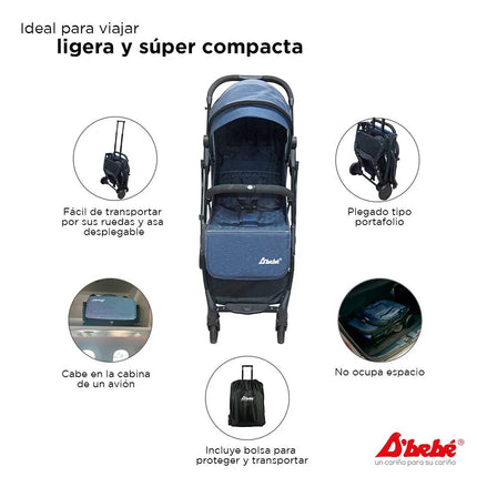 Carriola D´Bebe Wing Azul de Viaje practica y duradera